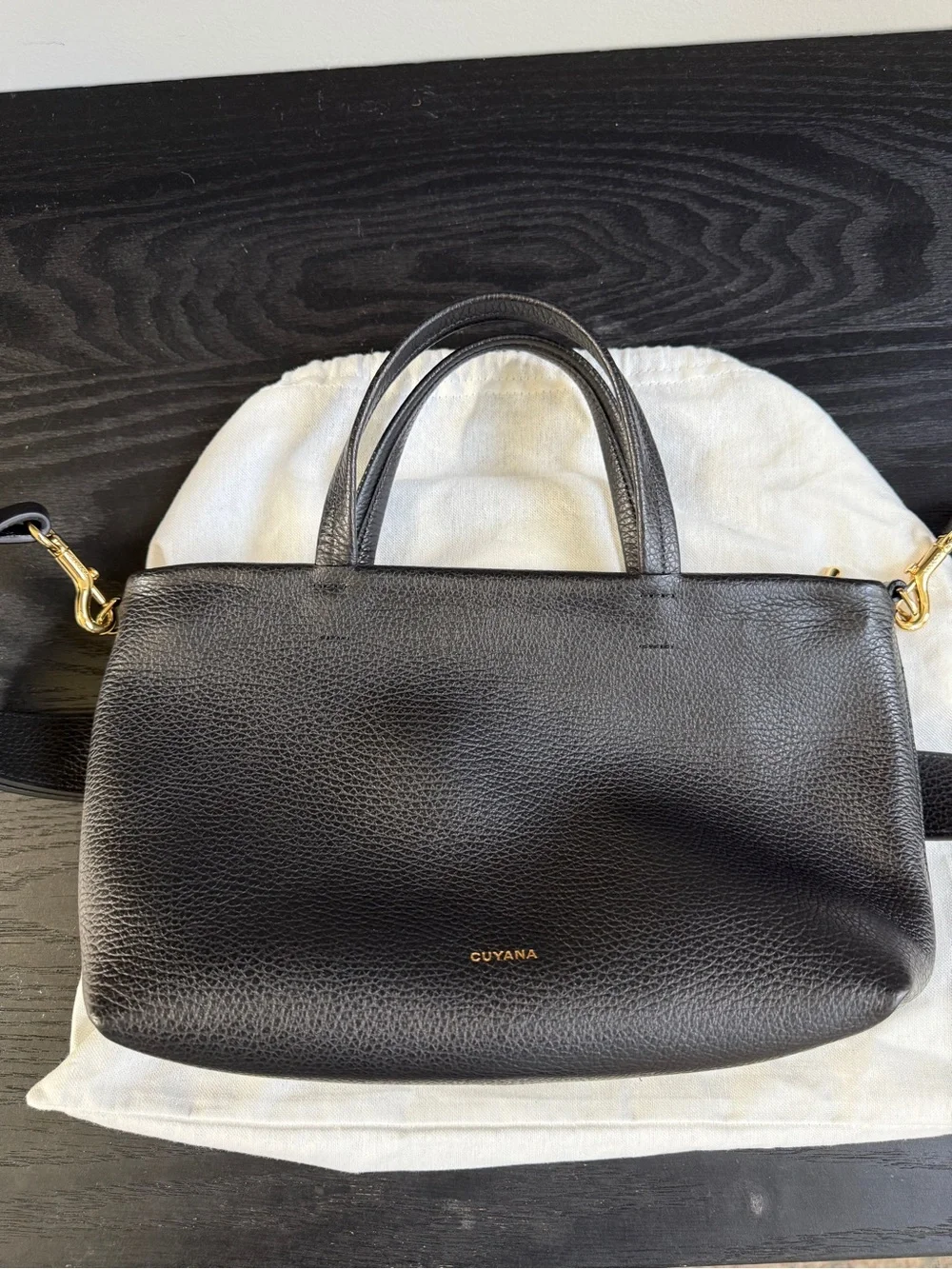 Cuyana Black Mini Easy Zipper Tote